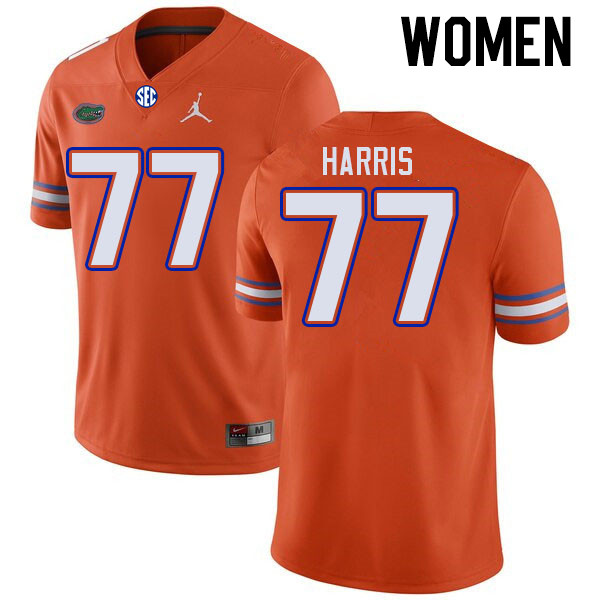 Women #77 Knijeah Harris Florida Gators College Football Jerseys Stitched-Orange - Click Image to Close